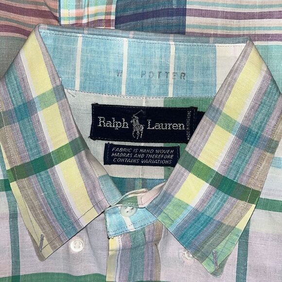 Lot of 4 Polo Ralph Lauren Pastel & Blue w/Pony LS summer Shirt L men’s - Picture 3 of 11
